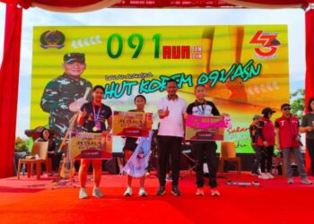 Nidya Hadiri Acara Peringatan HUT ke-43 Korem 091/Aji Surya Natakesuma di Halaman Makorem