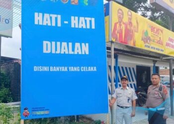Jalur Mudik di Kukar Dilengkapi Spanduk Imbauan, Pengendara Diingatkan Lebih Waspada