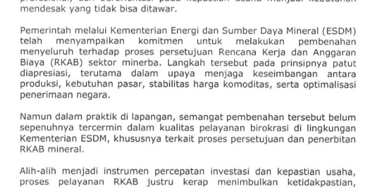 Dugaan Surat Kaleng Kritik Pelayanan RKAB Minerba Beredar, Singgung Hambatan Investasi dan Penerimaan Negara