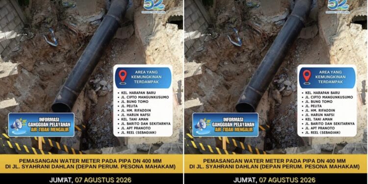 Pemasangan Water Meter, Distribusi Air di Sejumlah Wilayah Samarinda Terganggu Selama 24 Jam