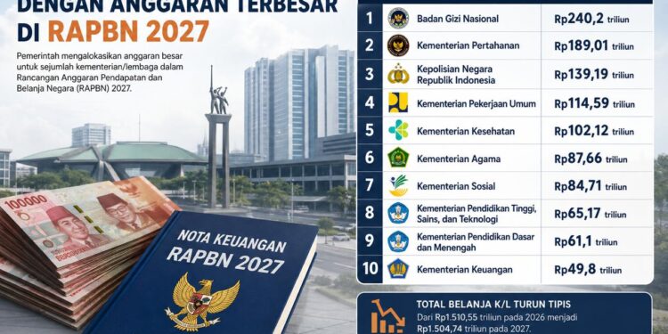 10 Kementerian/Lembaga dengan Anggaran Terbesar dalam RAPBN 2027