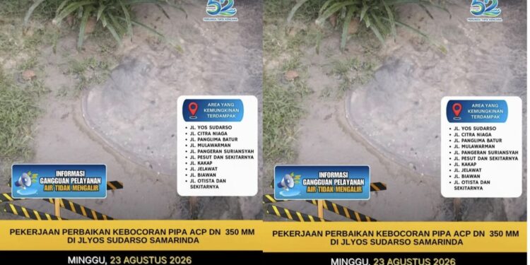 Pipa Bocor di Jalan Yos Sudarso Samarinda Diperbaiki, Sejumlah Wilayah Berpotensi Gangguan Air