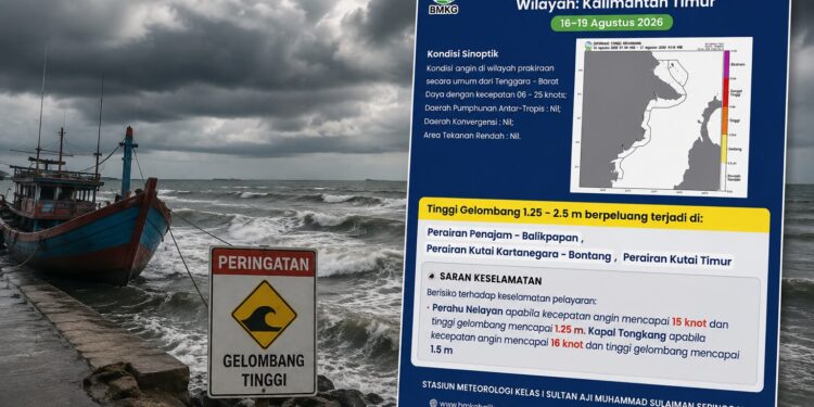 BMKG Ingatkan Gelombang Tinggi hingga 2,5 Meter di Perairan Kaltim